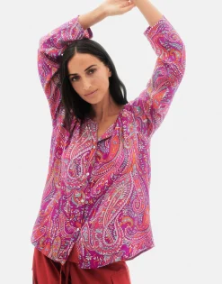 Natura Selection Camisa Paisley 147769-FUCHSIA Hot