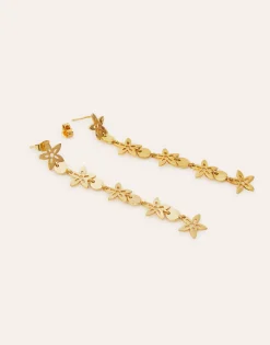 Natura Selection Pendientes Largos Flor 145825-GOLD Clearance